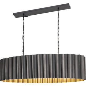 Allegra Linear Pendant Ceiling Light in Gunmetal and Gold