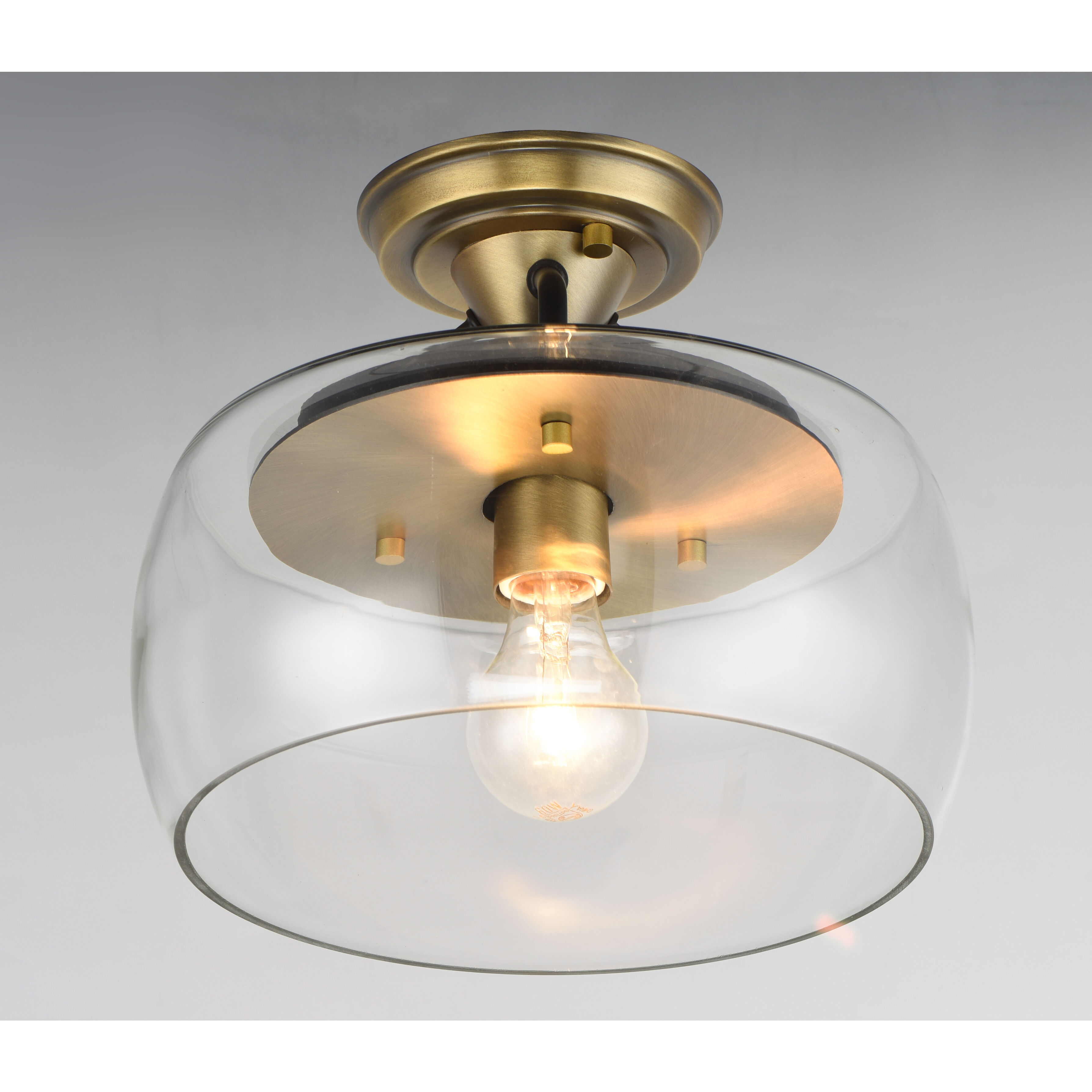 Maxim 26129CLBZAB Goblet 1 Light 11 inch Bronze Antique Brass Semi Flush Mount Ceiling Light in Bronze and Antique Brass