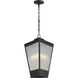 Triform 3 Light 14 inch Black and Antique Brass Outdoor Pendant