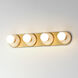 Hollywood 4 Light 26.5 inch Whit Alabaster and Natural Aged Brass Bath Vanity Wall Light in Bulb Not Included, White Alabaster and Natural Aged Brass