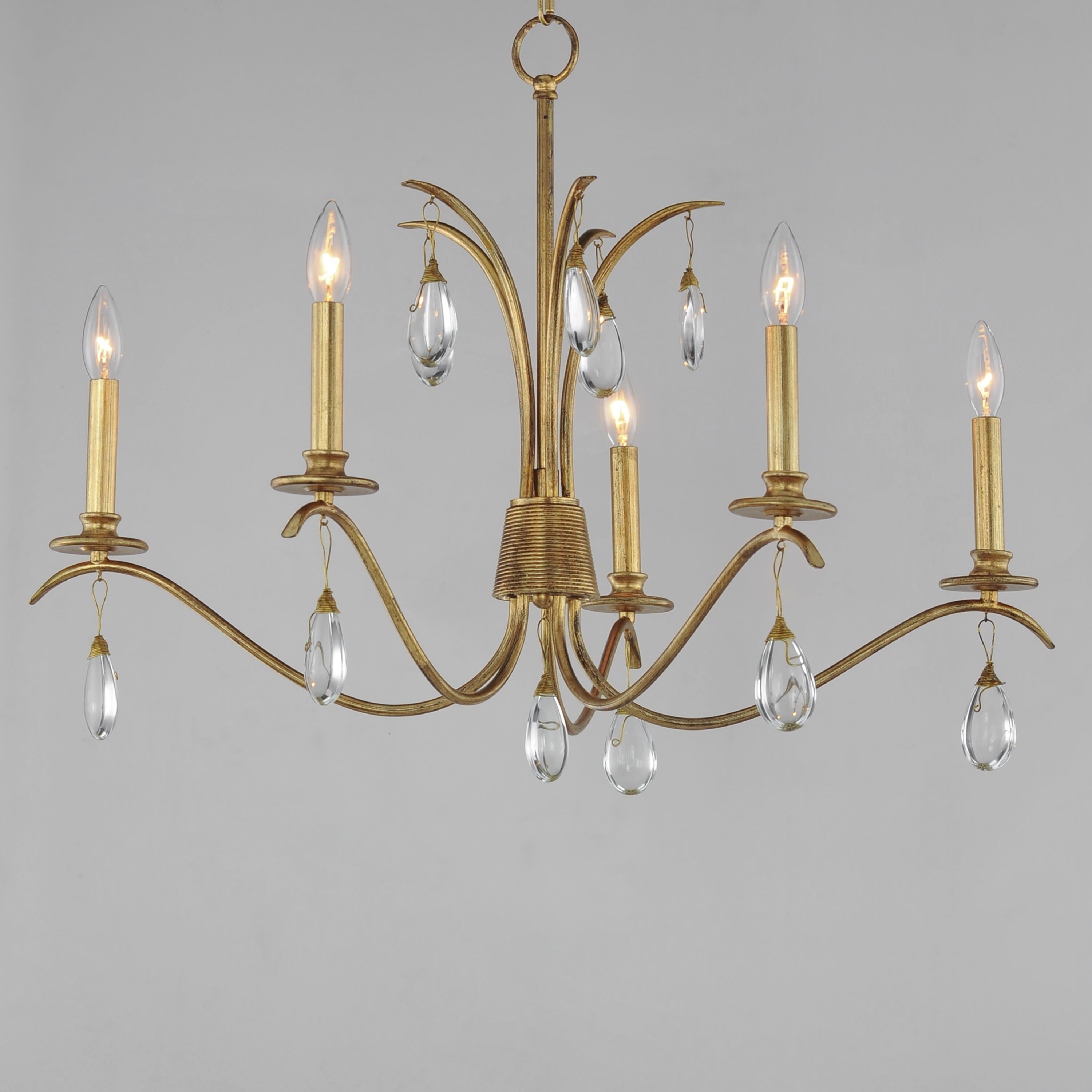 Eden 5 Light 32 inch Charcoal Gold Leaf Chandelier Ceiling Light