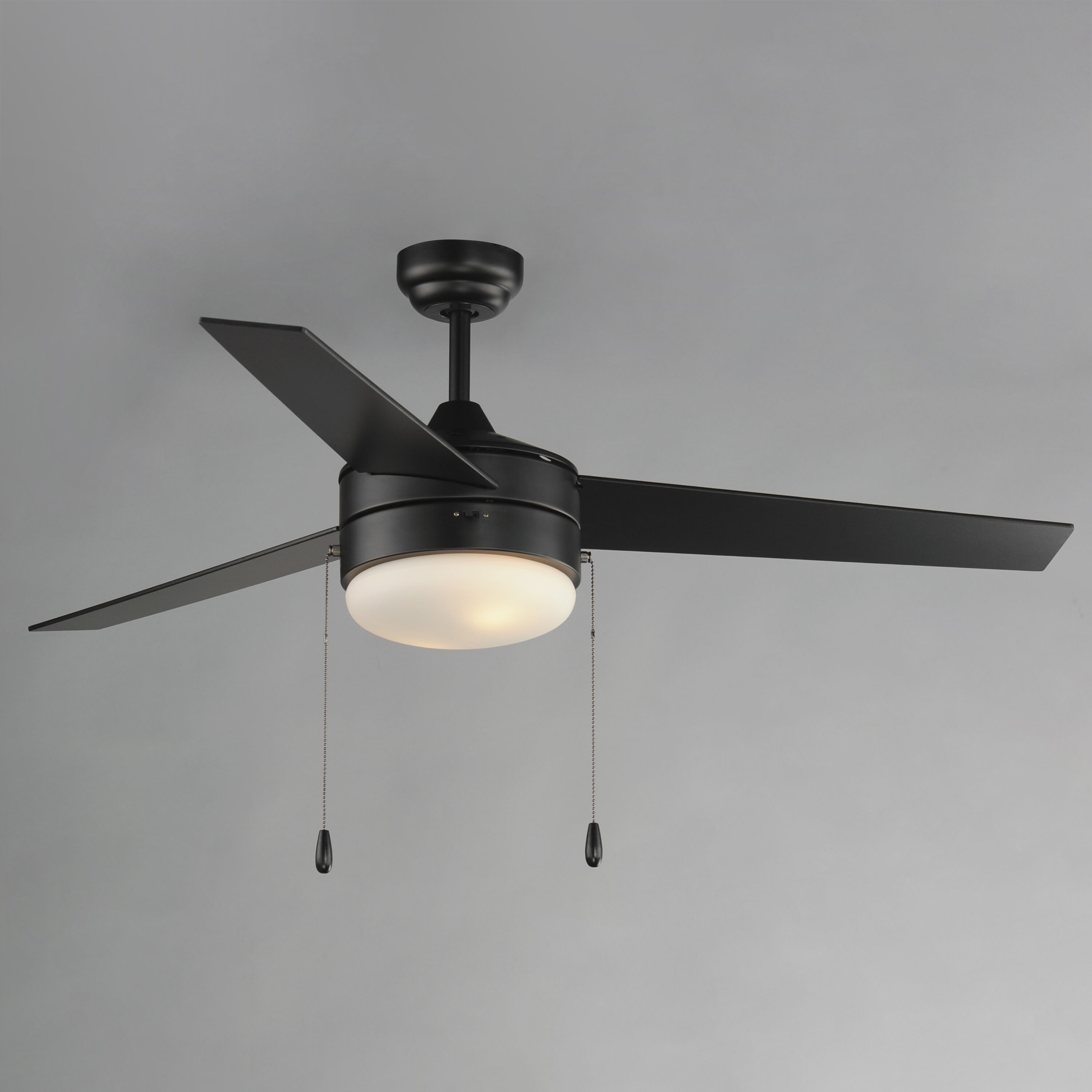 Trio 52 inch Black with Walnut Indoor Ceiling Fan in Black and Walnut, Outdoor Ceiling Fan