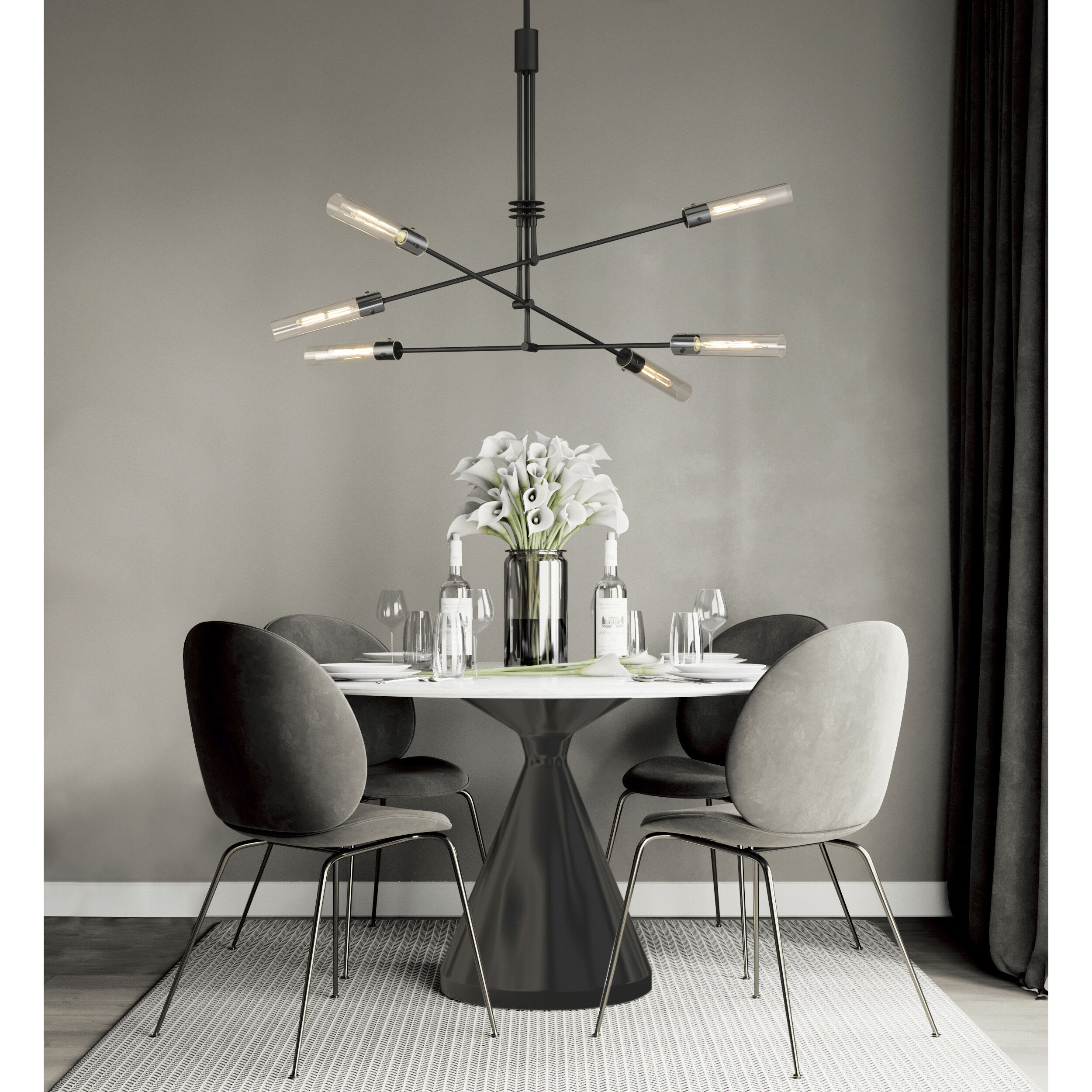 Maxim 26376CLBK Lighting Equilibrium 6 Light LED Pendant Black