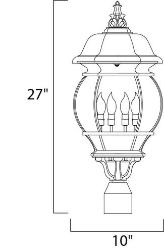 Crown Hill 4 Light 27 inch Black Outdoor Pole/Post Lantern