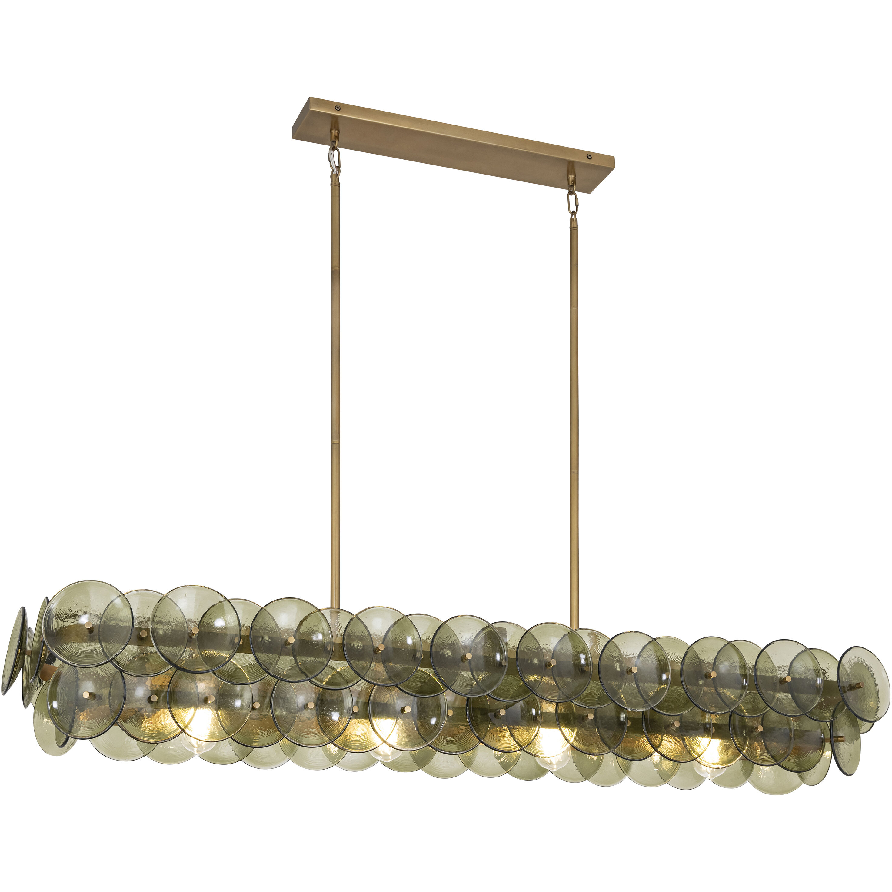 Loren 4 Light 54 inch Weathered Brass Linear Pendant Ceiling Light