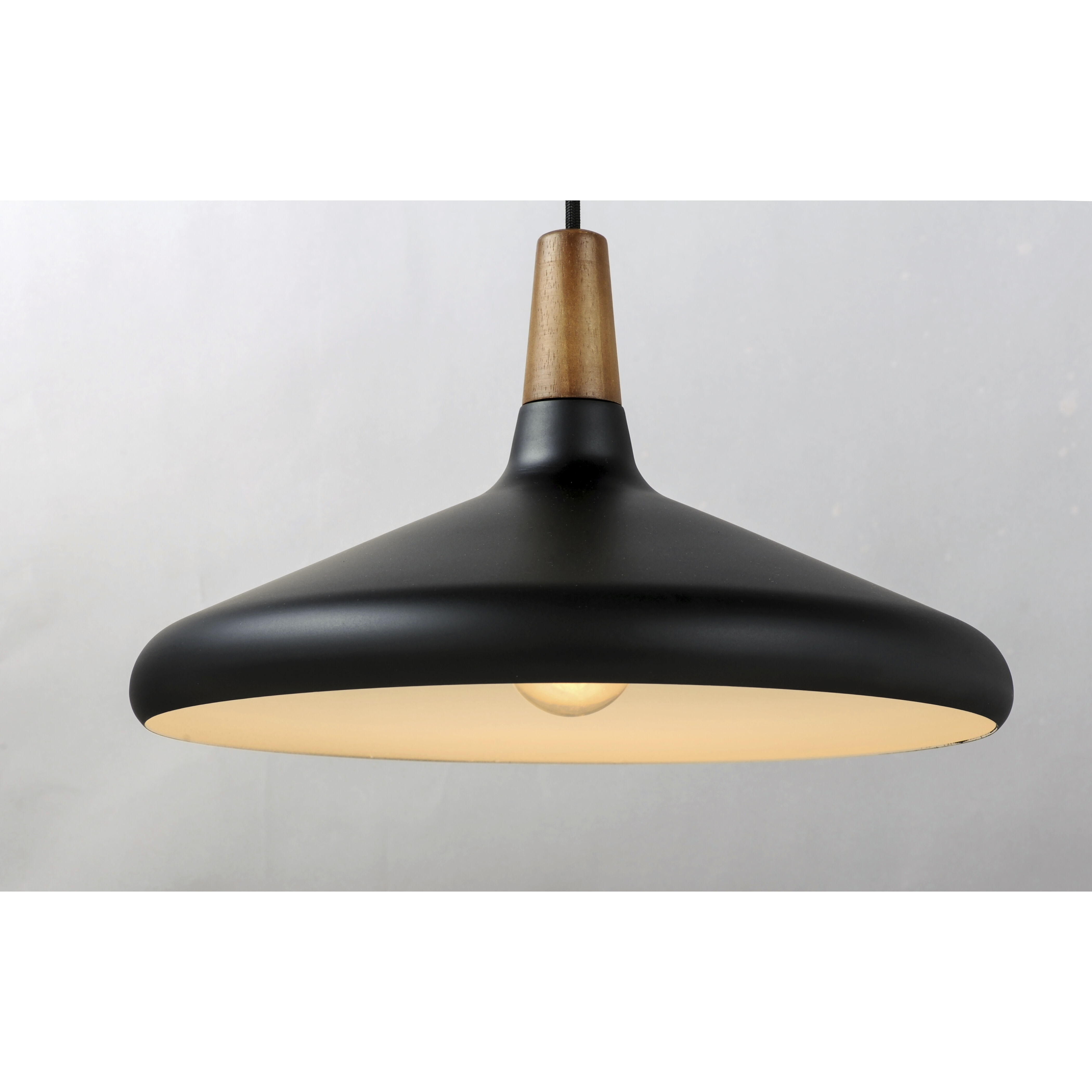 Nordic 1 Light 15 inch Walnut/Black Single Pendant Ceiling Light in Walnut and Black, Bulb Not Included
