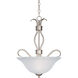 Basix 3 Light 17 inch Satin Nickel Invert Bowl Pendant Ceiling Light in Frosted