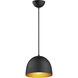 Tova 1 Light 9 inch Black and Gold Single Pendant Ceiling Light