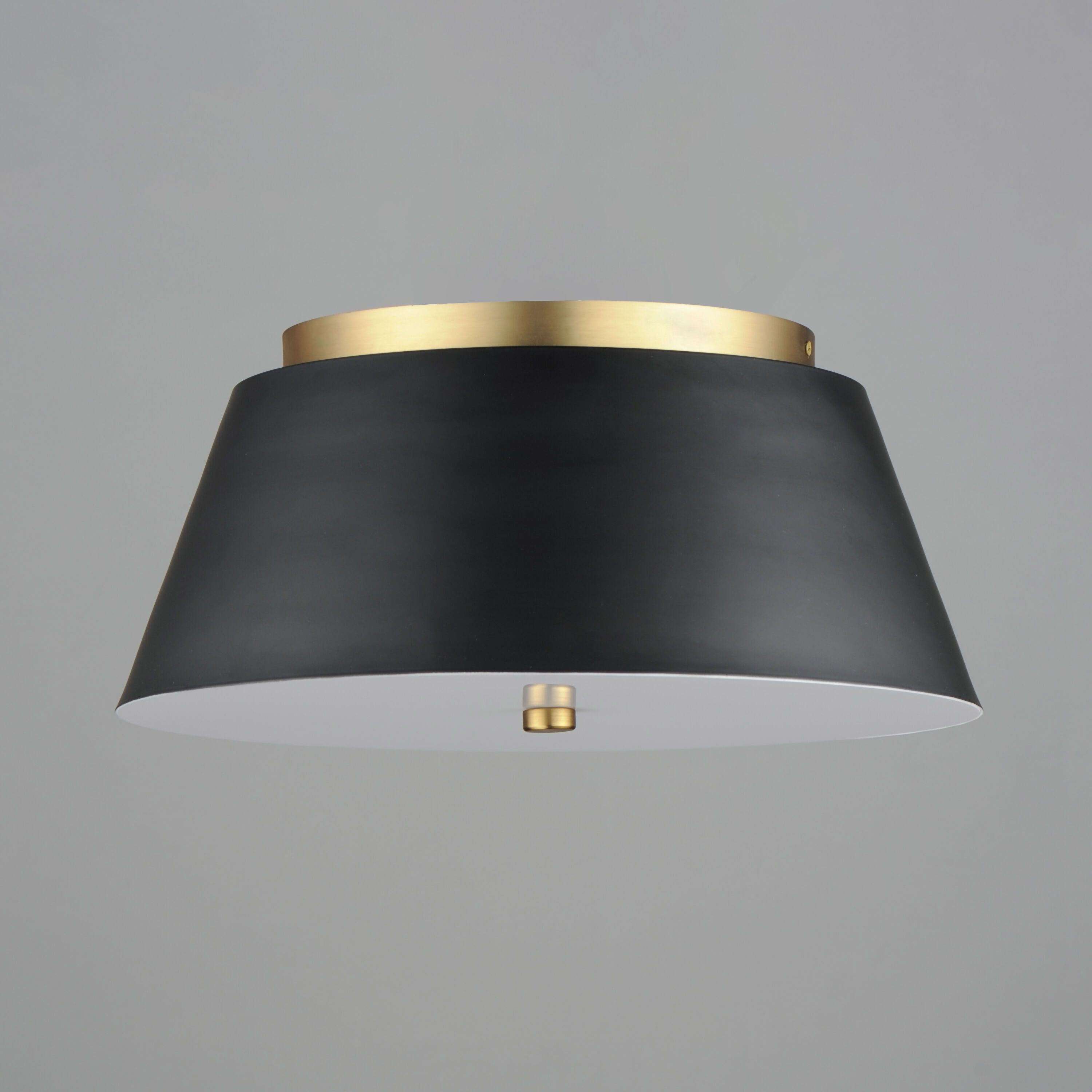 Miles LED 16 inch Black and Natural Aged Brass Flush Mount Ceiling Light