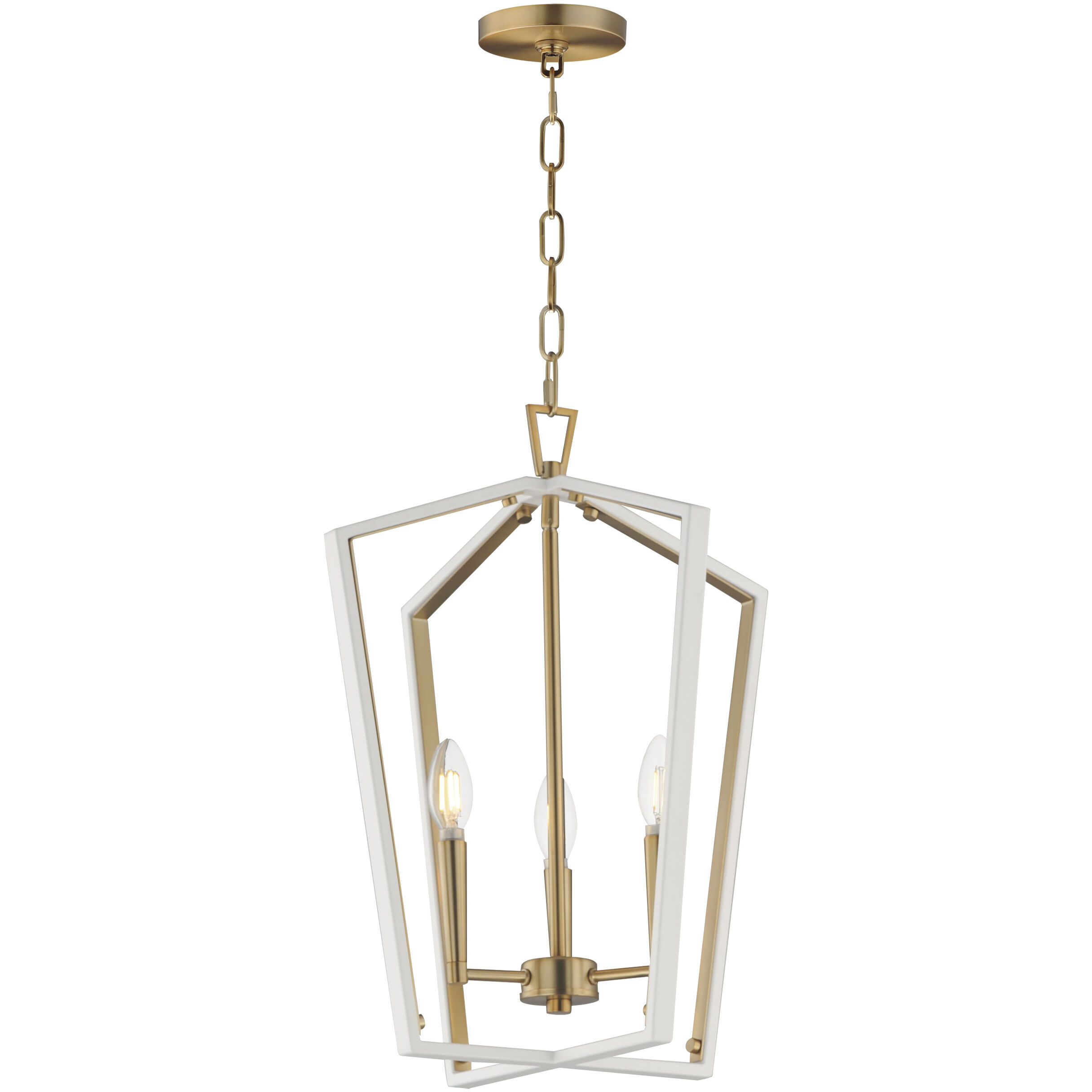 Melrose 3 Light 16 inch White and Natural Aged Brass Entry Foyer Pendant Ceiling Light