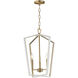 Melrose 3 Light 16 inch White and Natural Aged Brass Entry Foyer Pendant Ceiling Light