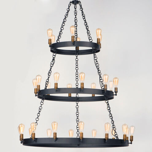 Noble 30 Light 50 inch Black/Natural Aged Brass Chandelier Ceiling Light in Medium Base Incandescent