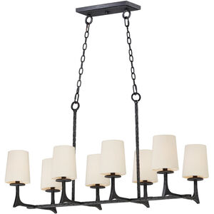 Anvil 8 Light 38 inch Natural Iron Linear Pendant Ceiling Light in With Shade (SHD309CV)