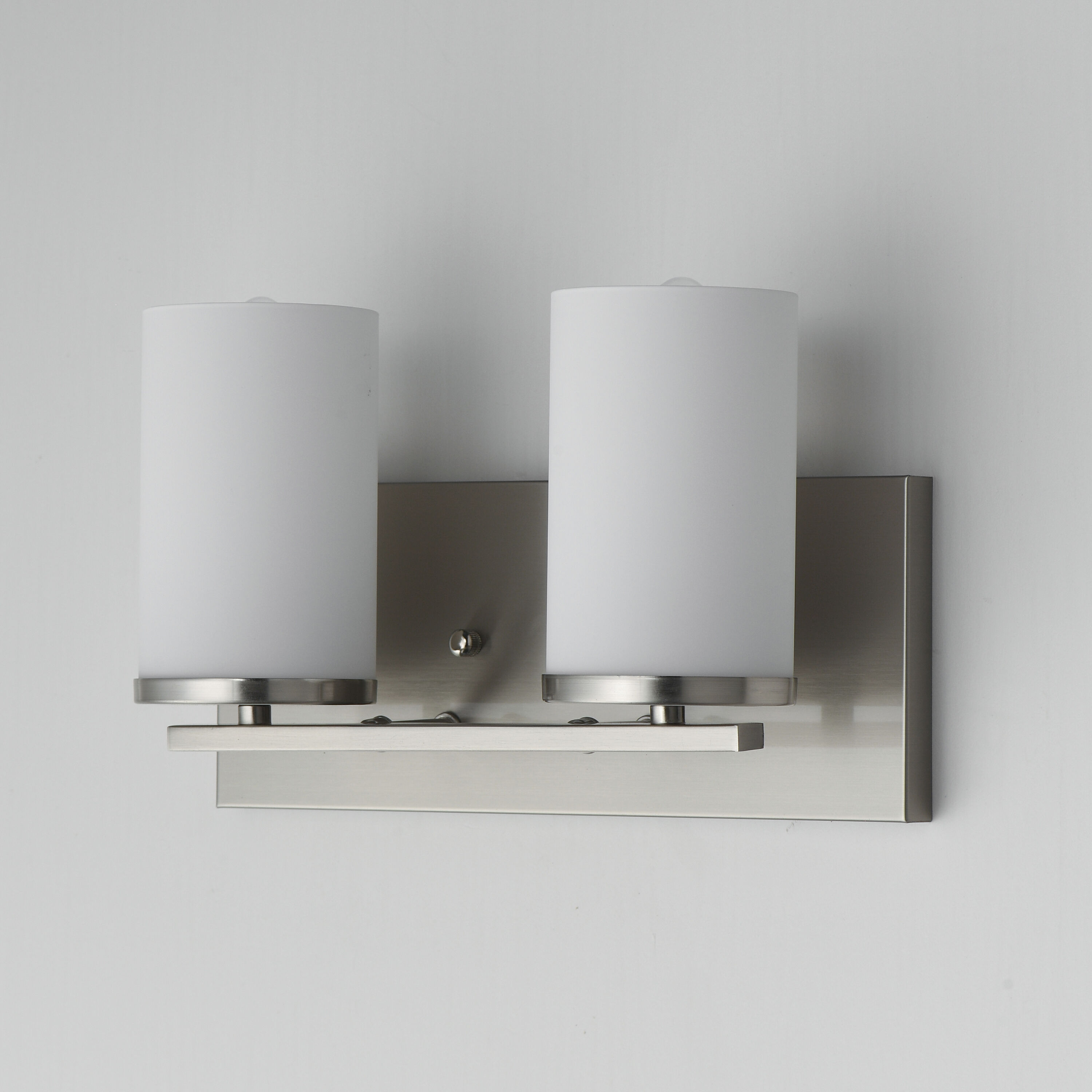 Lateral 2 Light 12 inch Satin Nickel Bath Vanity Wall Light in Satin White