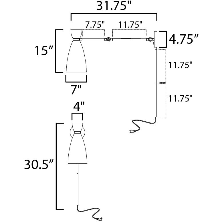 Carillon 1 Light 7 inch Black and Satin Brass Wall Sconce Wall Light