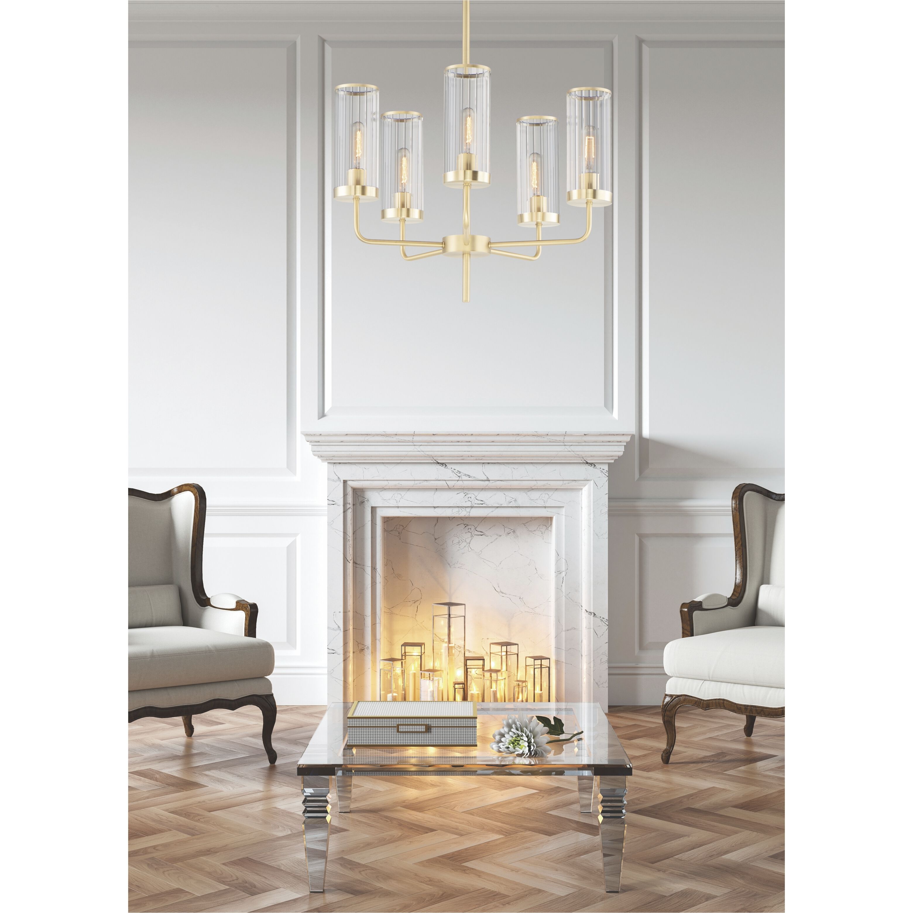 Maxim Crosby 5 Light Chandelier Satin Brass 11475CRSBR