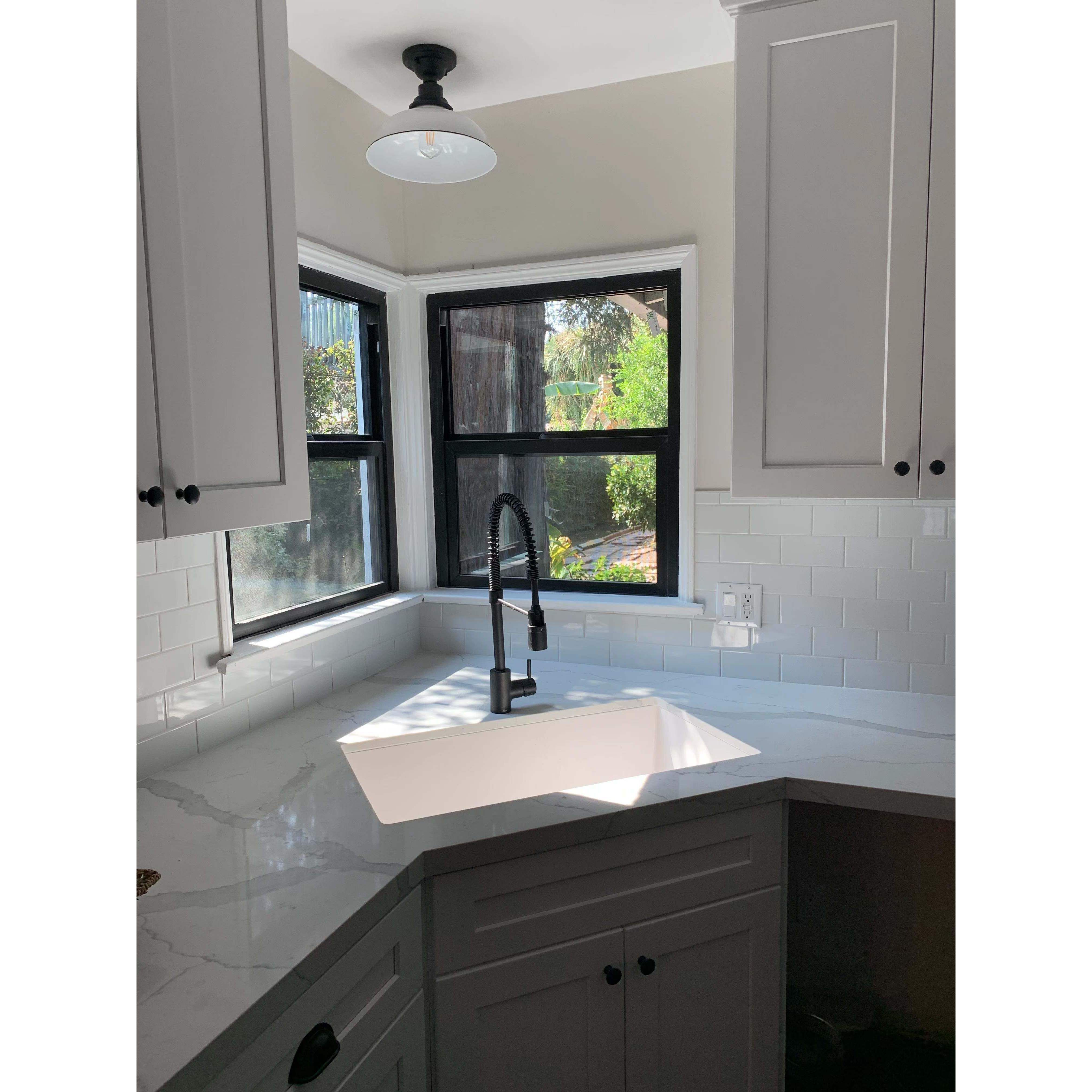 Granville 1 Light 12 inch White/Black Outdoor Flush Mount in White and Black