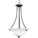 Malaga 3 Light 16 inch Oil Rubbed Bronze Invert Bowl Pendant Ceiling Light in Marble