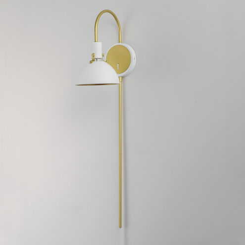 Dawn Wall Sconce Wall Light in White and Satin Brass