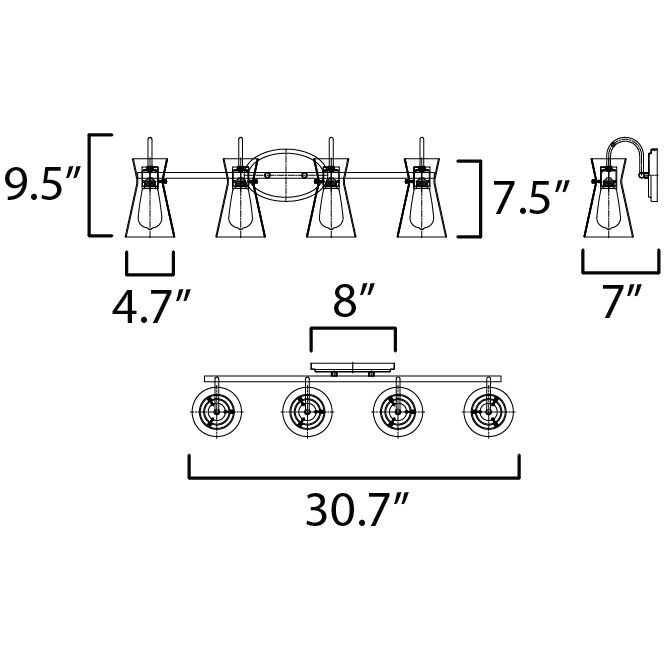 Ava 4 Light 30.7 inch Polished Chrome Bath Vanity Light Wall Light