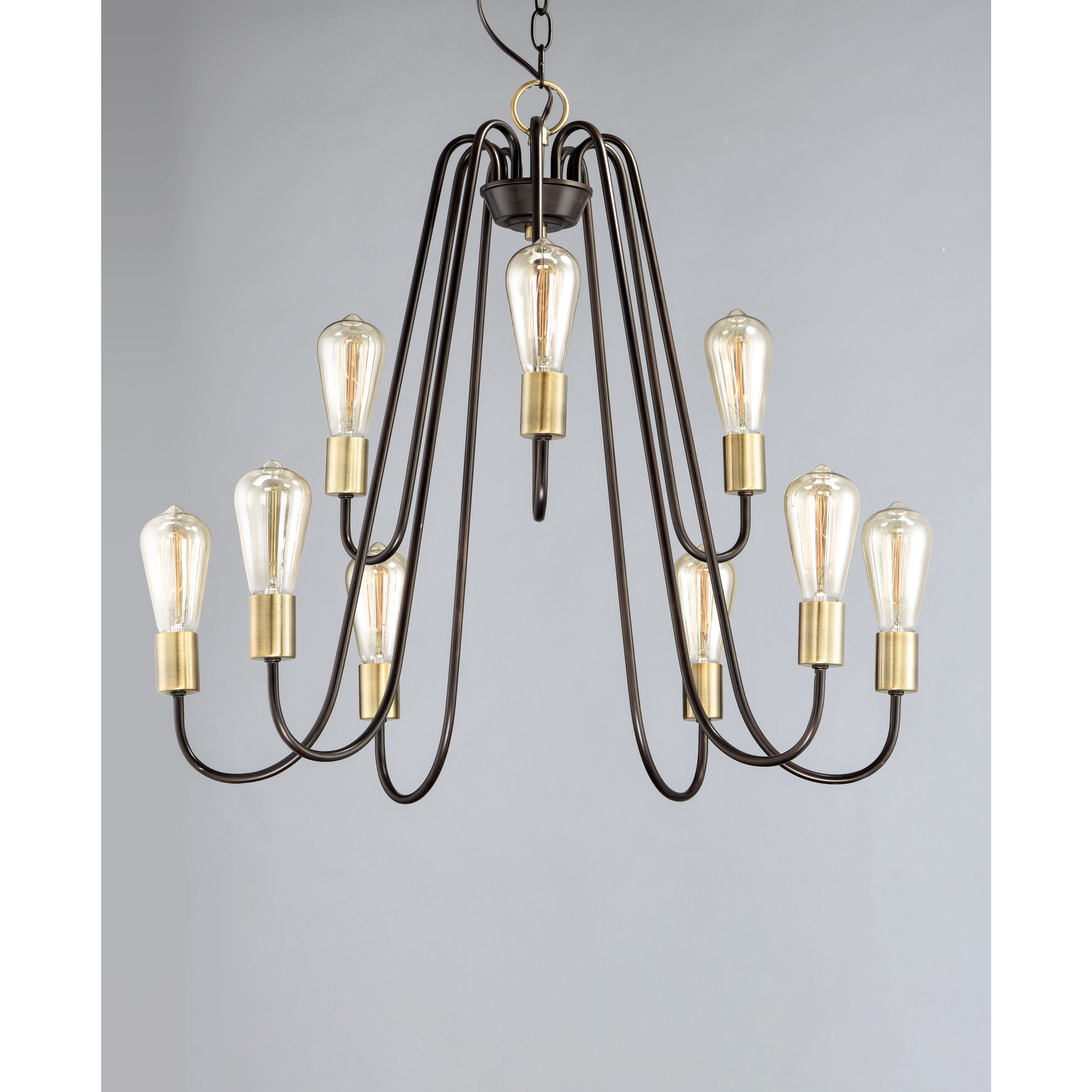 Haven 9 Light 27 inch Oil Rubbed Bronze/Antique Brass Multi-Tier Chandelier Ceiling Light in Oil Rubbed Bronze and Antique Brass