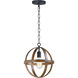Compass 1 Light 12 inch Antique Pecan and Black Single Pendant Ceiling Light