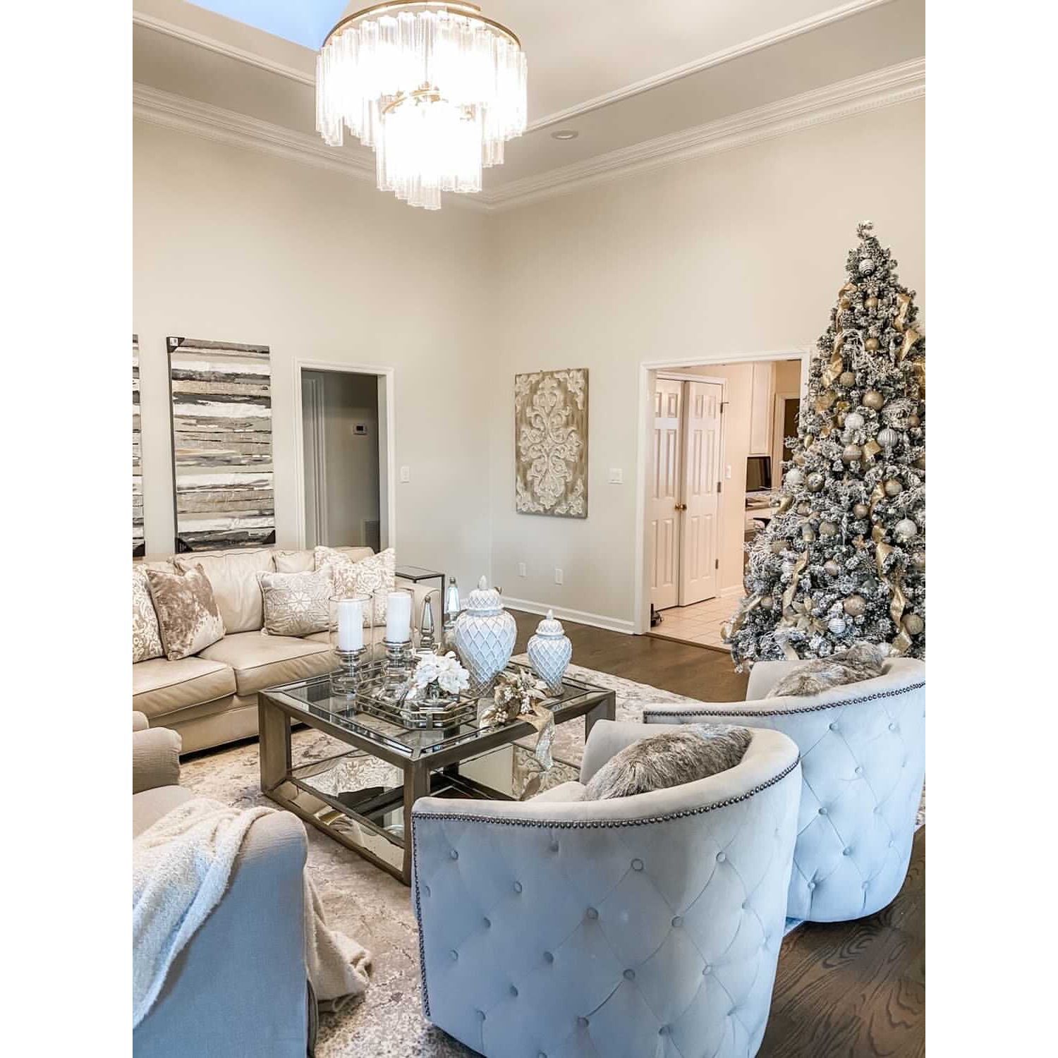 Victoria 7 Light 25 inch Golden Silver Single Pendant Ceiling Light