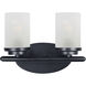 Corona 2 Light 12 inch Black Bath Vanity Wall Light in Frosted