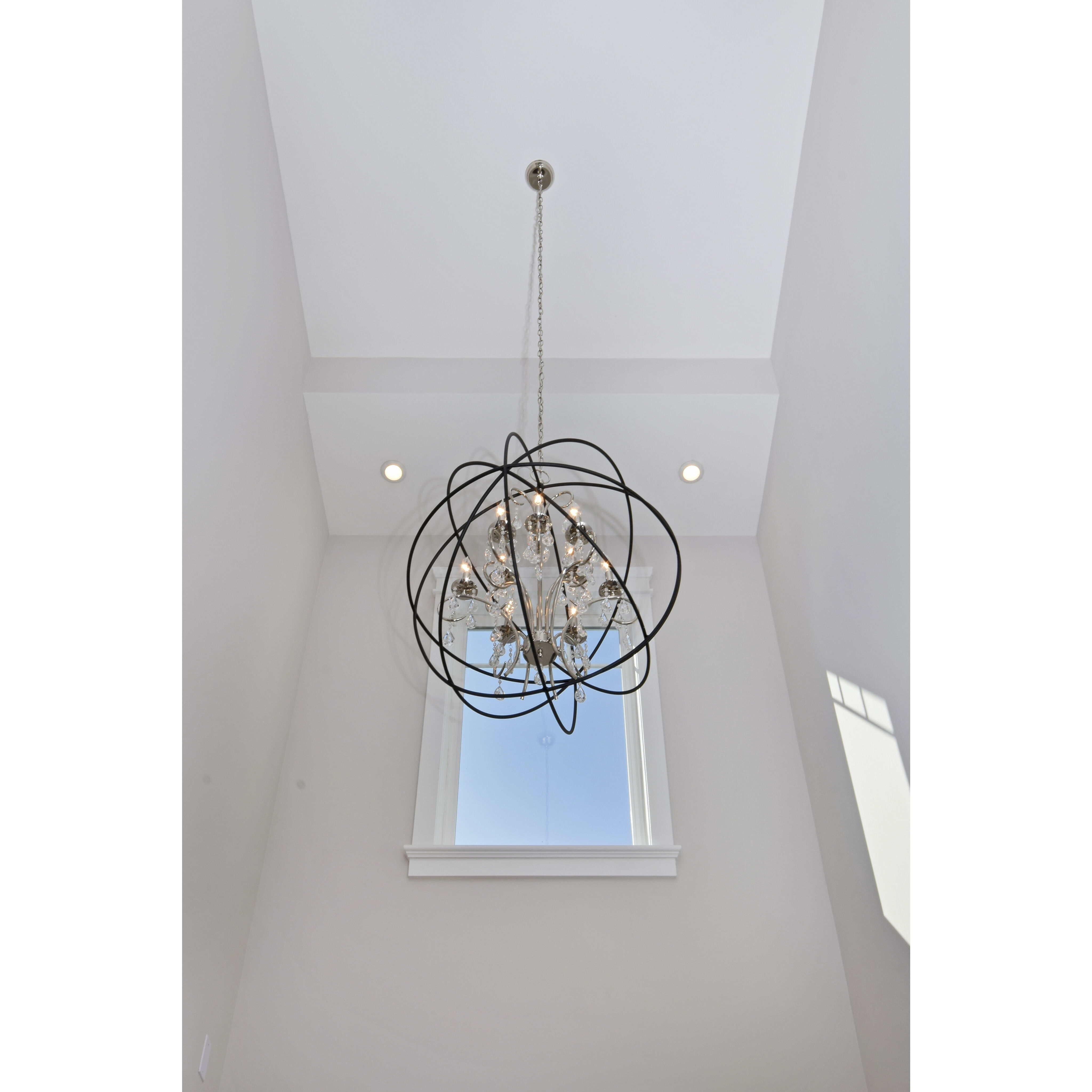 Orbit 9 Light 30 inch Anthracite/Polished Nickel Single-Tier Chandelier Ceiling Light in Anthracite and Polished Nickel