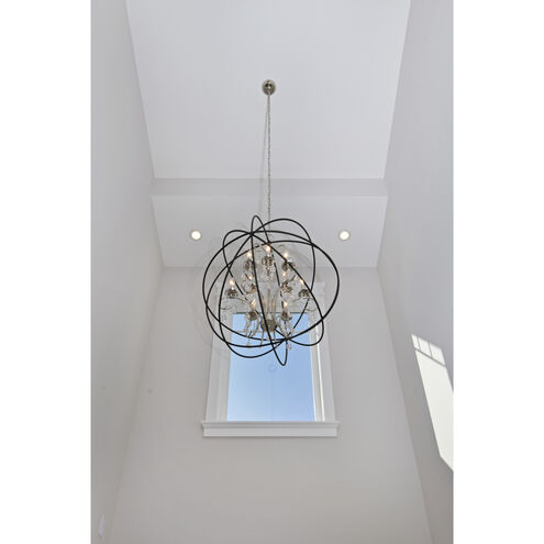 Orbit 9 Light 30 inch Anthracite/Polished Nickel Single-Tier Chandelier Ceiling Light in Anthracite and Polished Nickel