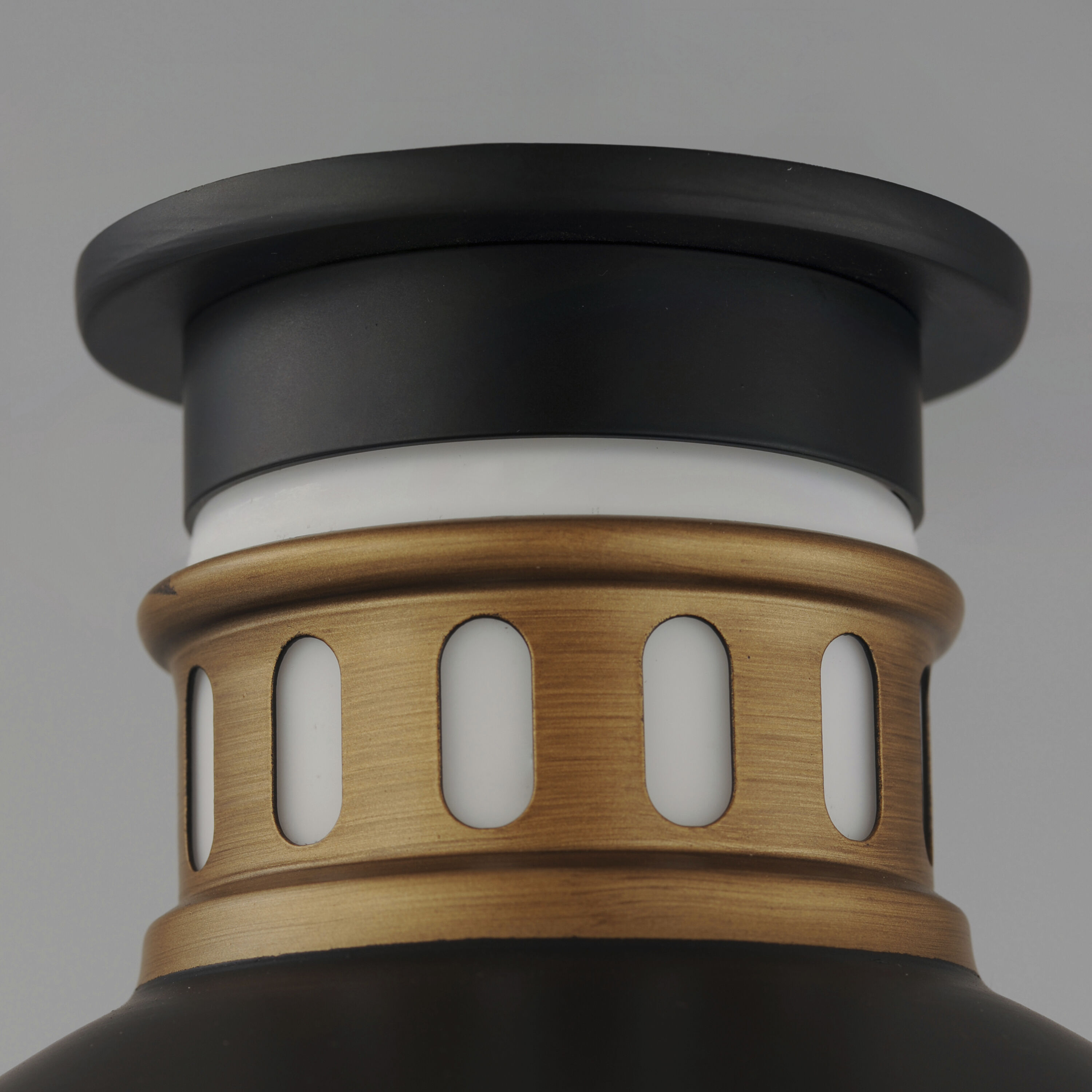 Admiralty 1 Light 12 inch Black and Antique Brass Outdoor Flush Mount