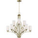 Deven 9 Light 32 inch Satin Brass Multi-Tier Chandelier Ceiling Light