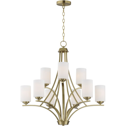 Deven 9 Light 32 inch Satin Brass Multi-Tier Chandelier Ceiling Light
