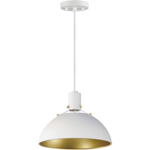 Dawn 1 Light 12 inch White/Satin Brass Single Pendant Ceiling Light