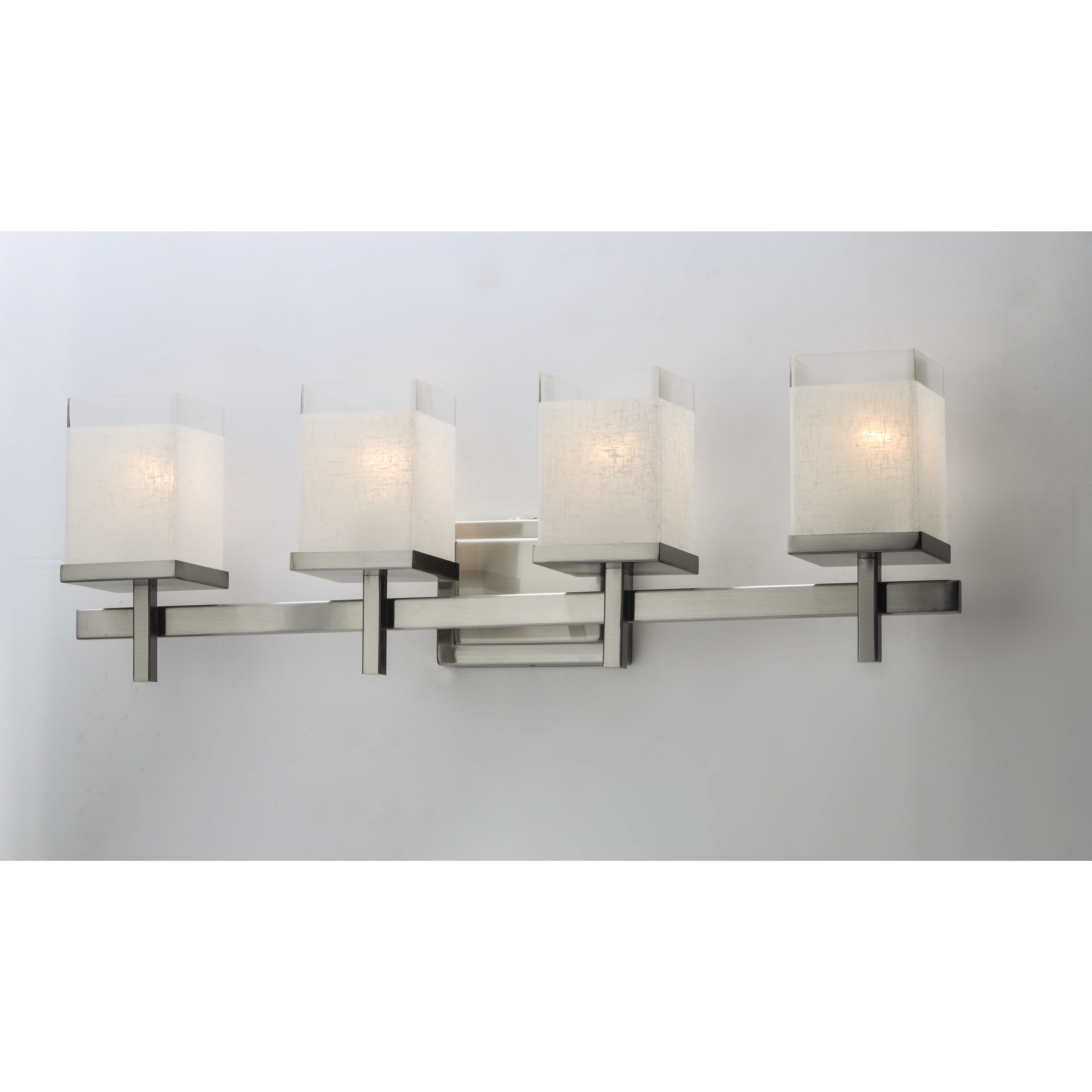 Tetra 4 Light 30 inch Satin Nickel Bath Vanity Wall Light in White Linen