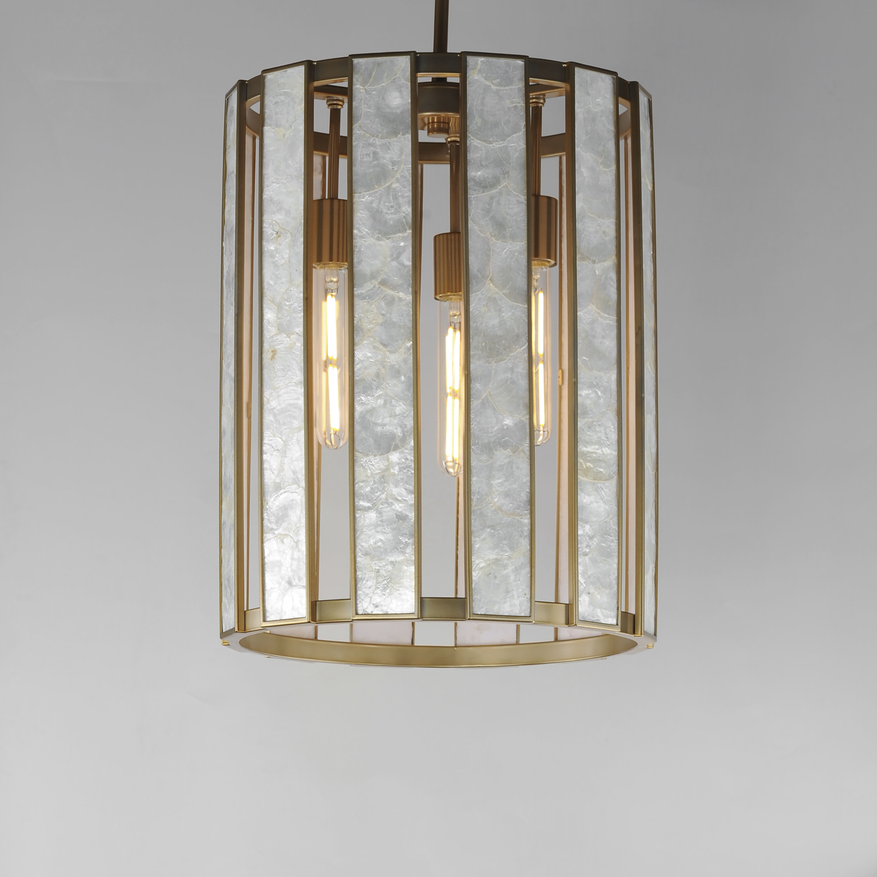Maxim Lighting 12802CZNAB Miramar 3 Light 15 inch Capiz with Natural Aged  Brass Entry Foyer Pendant Ceiling Light