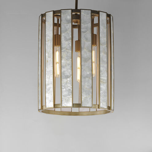 Miramar 3 Light 15 inch Capiz with Natural Aged Brass Entry Foyer Pendant Ceiling Light