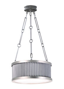 Ruffle 3 Light 13 inch Weathered Zinc/Satin Nickel Single Pendant Ceiling Light