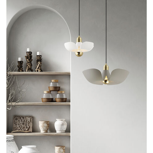 Poppy LED 11.75 inch White with Satin Brass Single Pendant Ceiling Light in White and Satin Brass