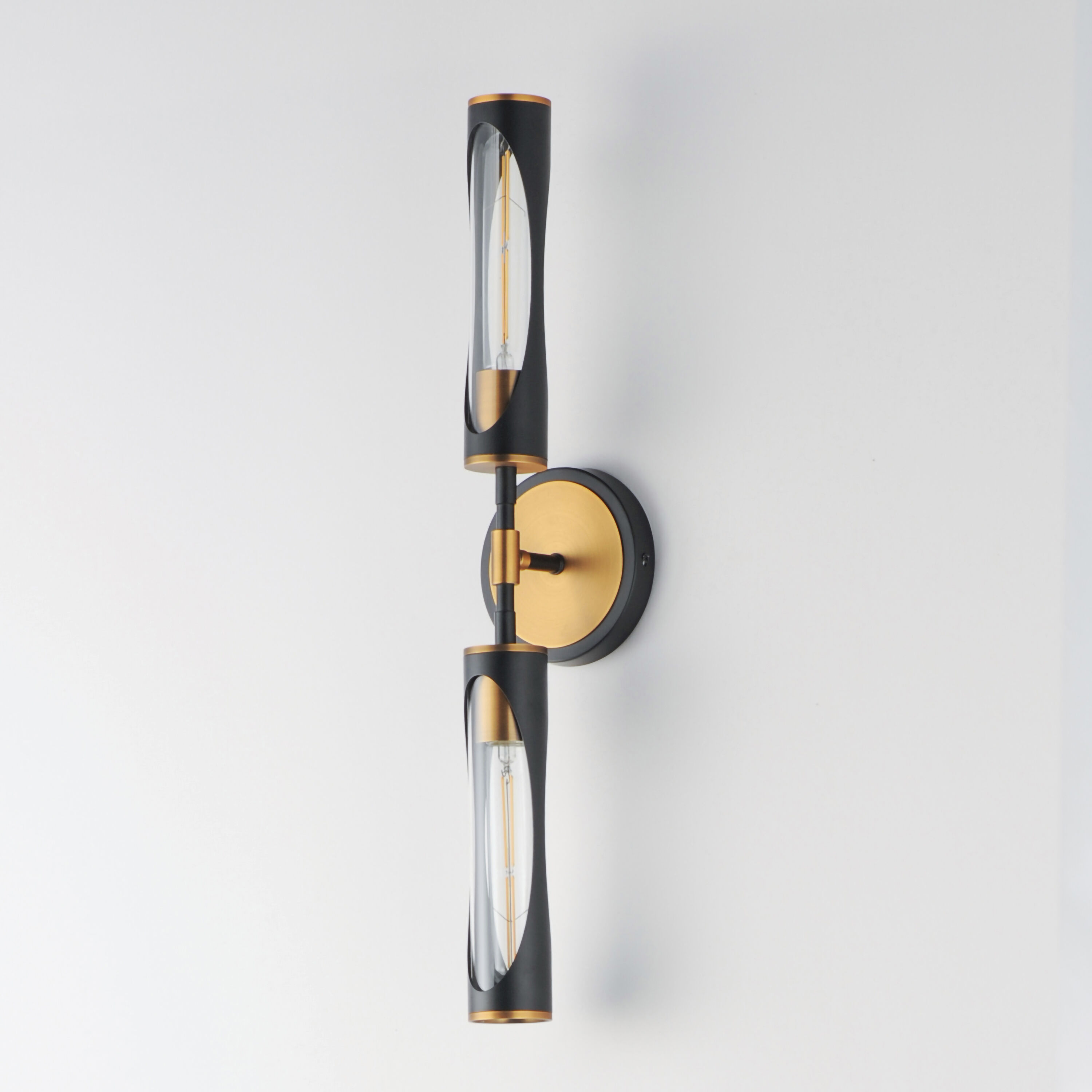 Regent Bath Vanity Wall Light in Black and Antique Brass