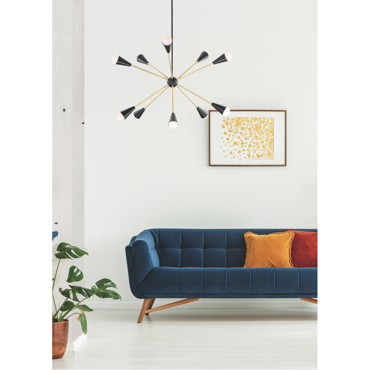 Lovell 6 Light 26 inch Black/Satin Brass Multi-Light Pendant Ceiling Light in Incandescent