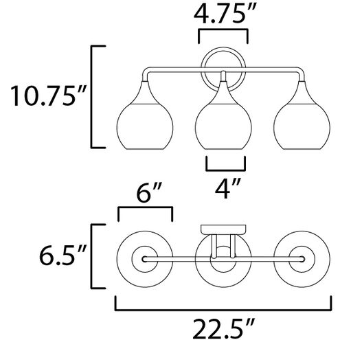 Neve 3 Light 22.5 inch Polished Chrome Bath Vanity Wall Light