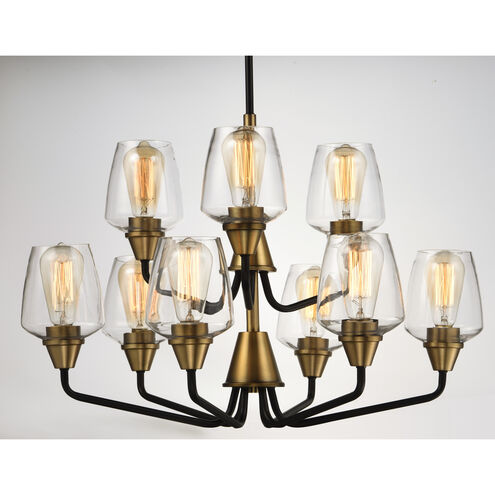 Goblet 9 Light 27 inch Bronze/Antique Brass Multi-Tier Chandelier Ceiling Light in Bronze and Antique Brass