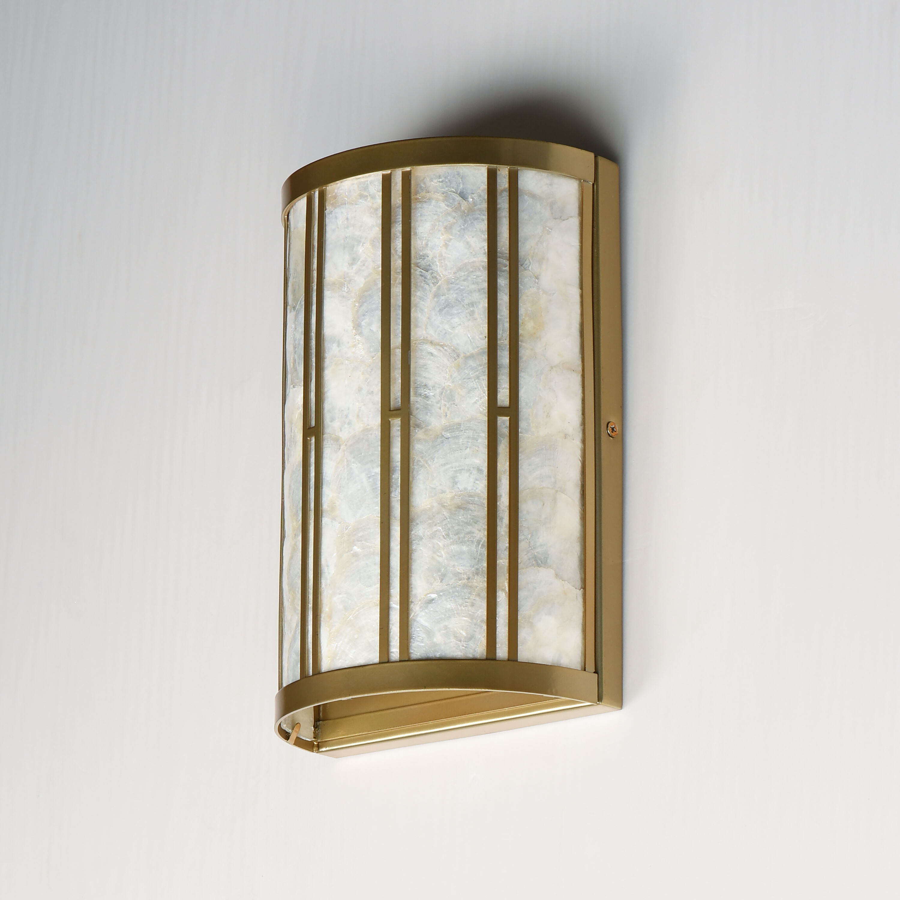 Miramar Wall Sconce Wall Light in Capiz and Natural Aged Brass