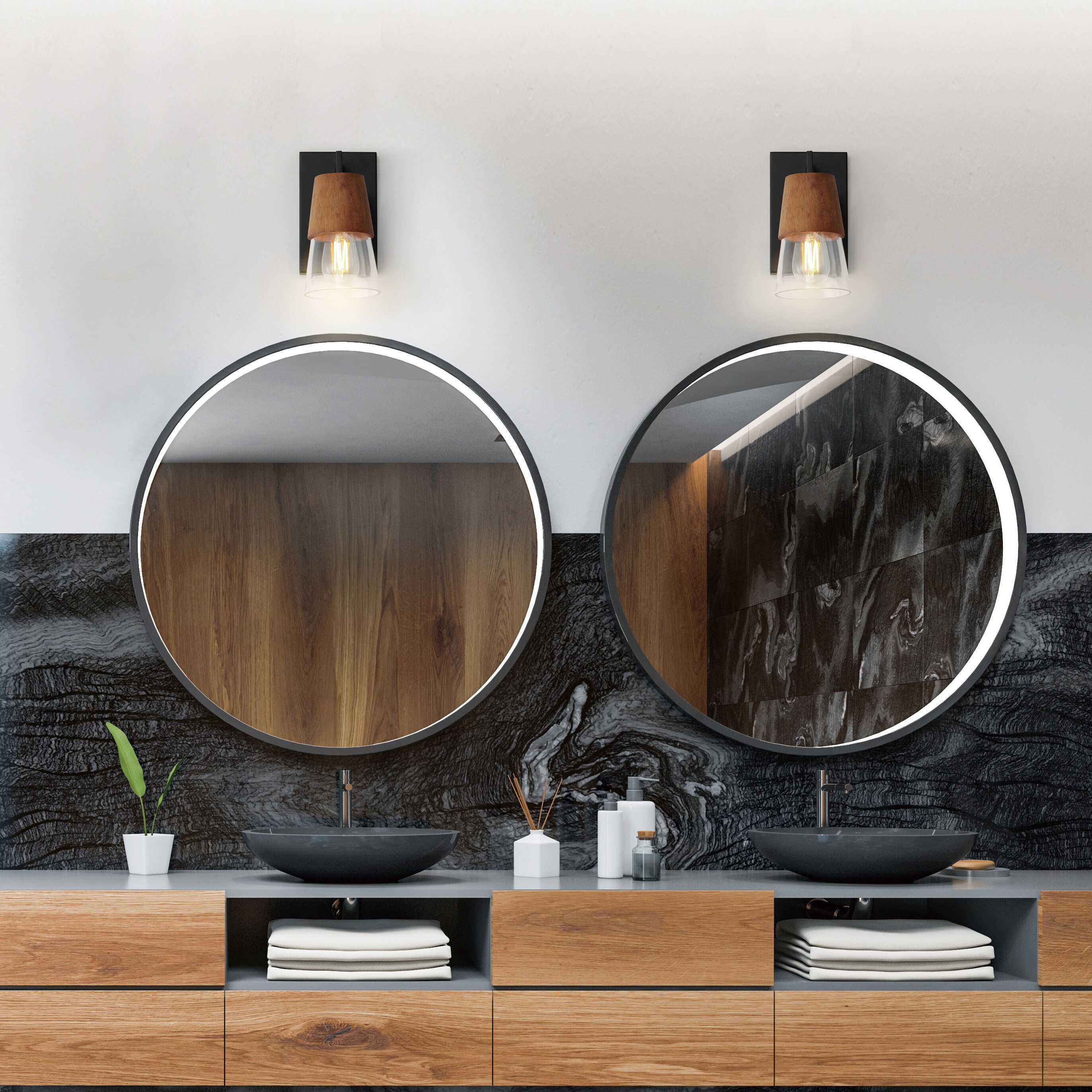 Carpenter 1 Light 4.75 inch Walnut and Black Bath Vanity Wall Light