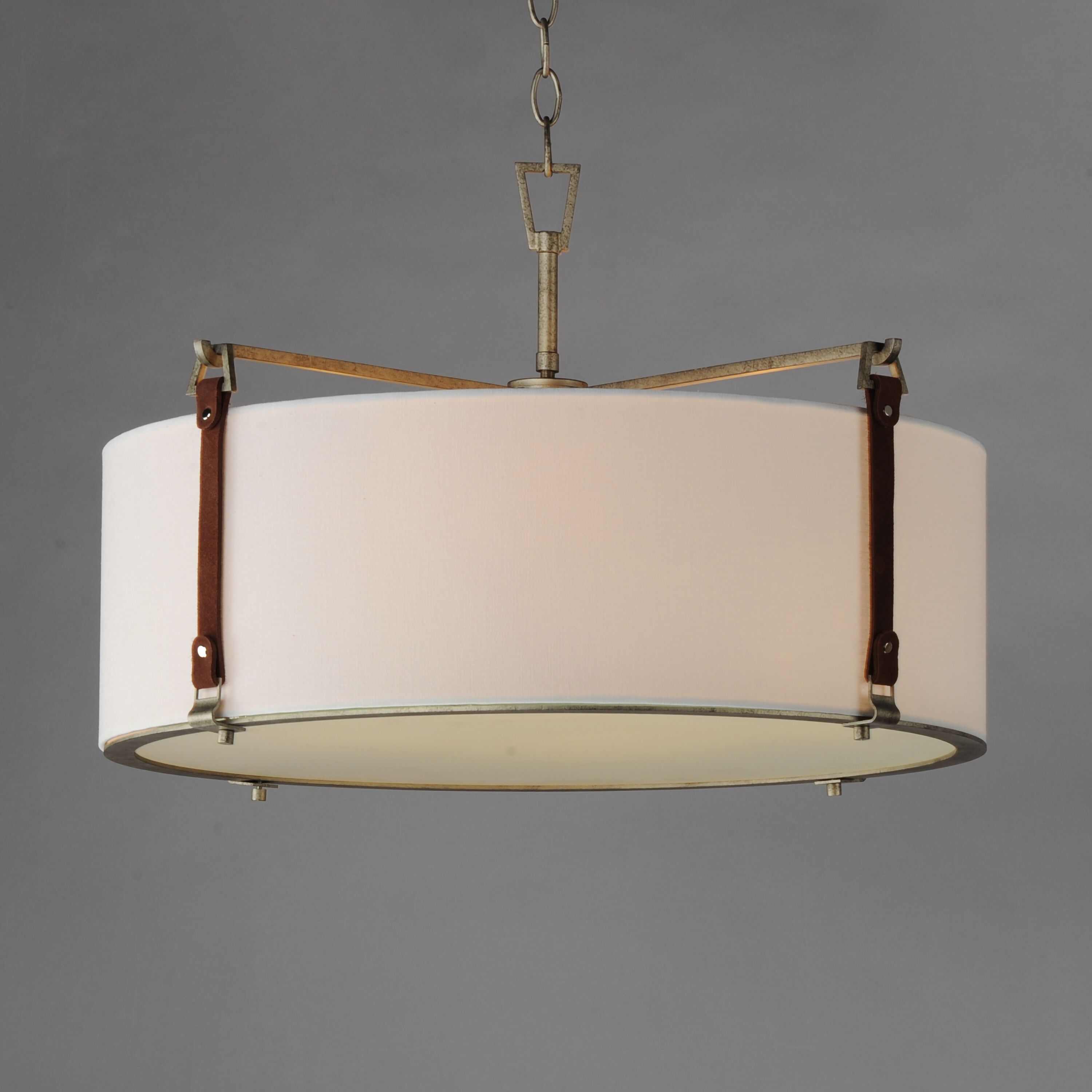 Sausalito 4 Light 24 inch Weathered Zinc / Brown Suede Multi-Light Pendant Ceiling Light