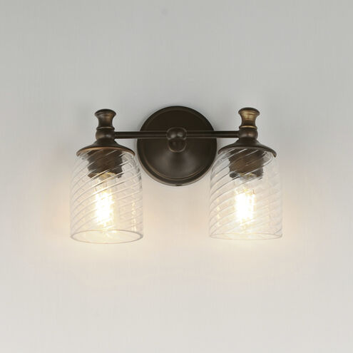Swirl 2 Light 14 inch Antique Bronze Bath Vanity Wall Light
