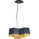 Honeycomb LED 16 inch Black and Gold Pendant System Ceiling Light