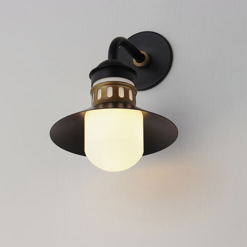 Admiralty 1 Light 14.5 inch Black and Antique Brass Outdoor Wall Mount