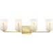 Dart 4 Light 29.75 inch Satin Brass Bath Vanity Wall Light